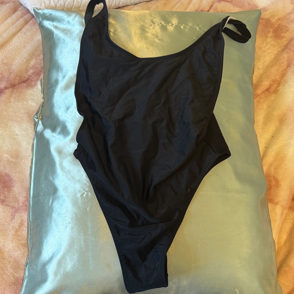 Black One-Piece Swimsuit - Cheeky & Low-Back | Size Small